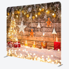 Lofaris Light Shiny Wooden Christmas Pillow Cover Backdrop