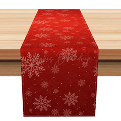 Lofaris Light Snowflakes Jacquard Red Christmas Table Runner