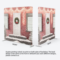 Lofaris Light Snowy Door Scene Brick Wall Christmas Backdrop