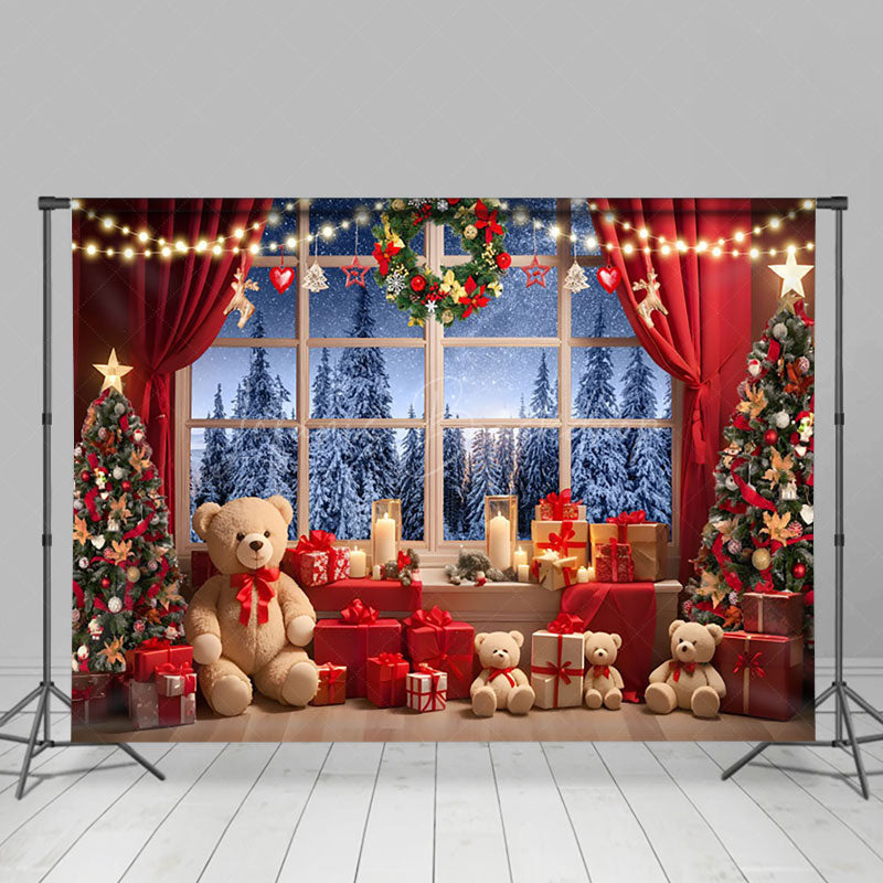 Lofaris Light Strip Bears Tree Gifts Christmas Vibe Backdrop