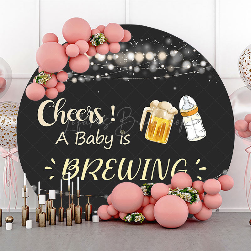 Lofaris Light Strip Cheers A Baby Is Brewing Round Backdrop