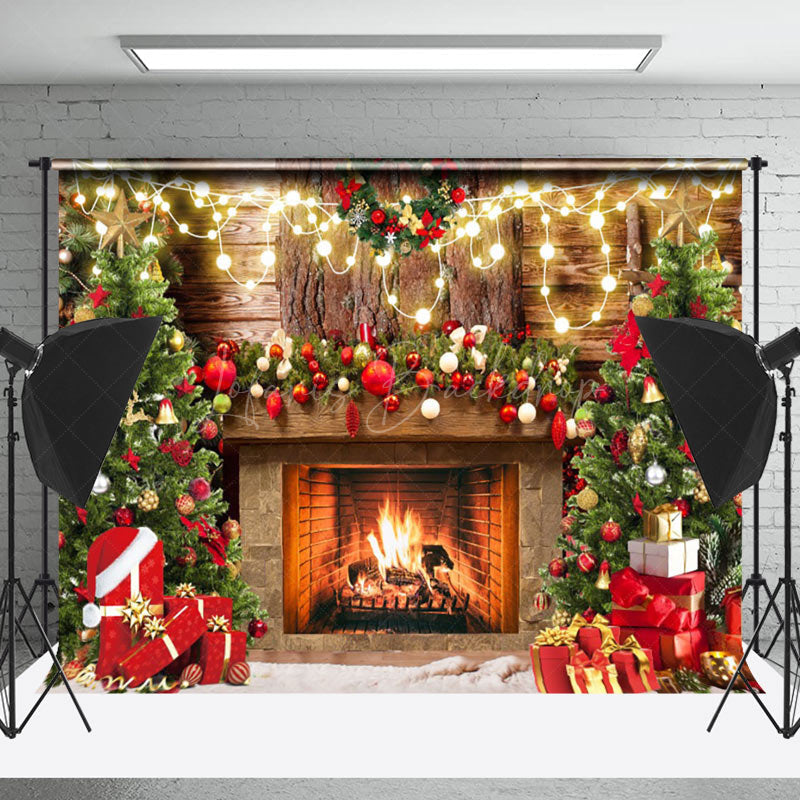 Lofaris Light Strip Retro Fireplace Christmas Vibe Backdrop