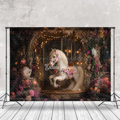 Lofaris Light Twinkling Floral Fairy Tale Carousel Backdrop