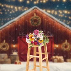 Lofaris Light Twinkling Night Barn Door Christmas Backdrop