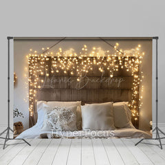 Lofaris Light Twinkling White Bedding Wood Headboard Backdrop