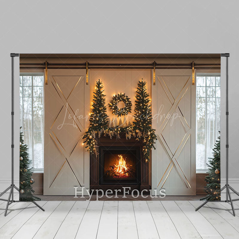 Lofaris Light Xmas Tree Fireplace Indoor Christmas Backdrop