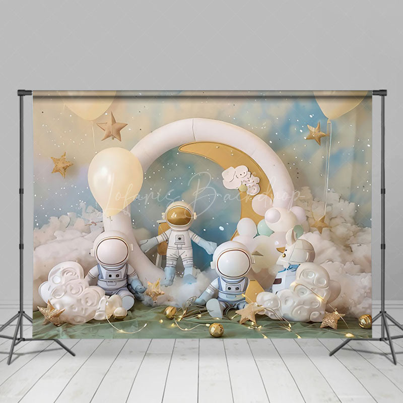 Lofaris Lighted Balloons Stars Astronaut Cake Smash Backdrop