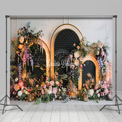 Lofaris Lighted Black Arch Floral Wedding Room Set Backdrop