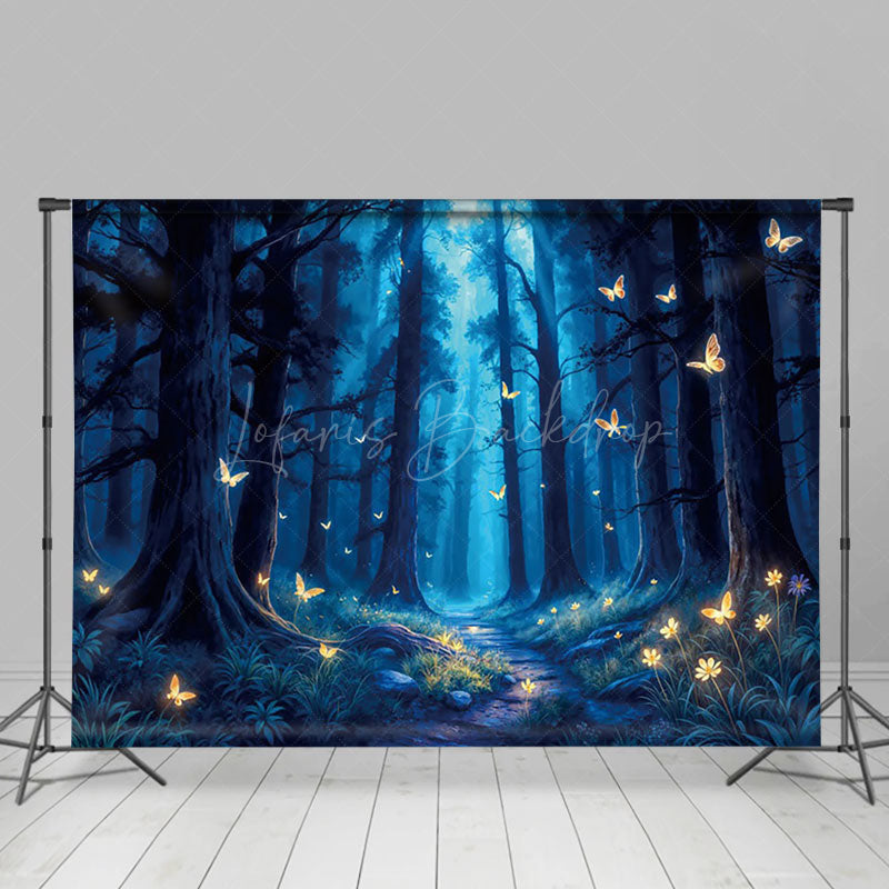 Lofaris Lighted Butterfly Night Forest Photography Backdrop