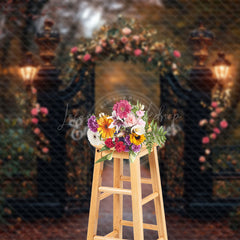 Lofaris Lighted Door Greenery Floral Wedding Photo Backdrop