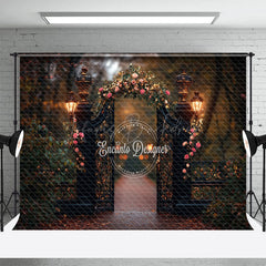 Lofaris Lighted Door Greenery Floral Wedding Photo Backdrop