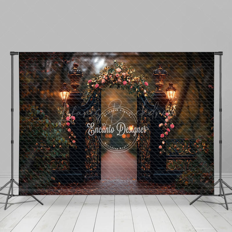 Lofaris Lighted Door Greenery Floral Wedding Photo Backdrop