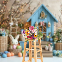 Lofaris Lighted Floral Rabbit Hutch Eggs Easter Backdrop