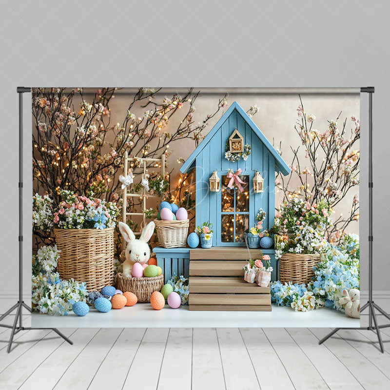 Lofaris Lighted Floral Rabbit Hutch Eggs Easter Backdrop