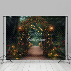 Lofaris Lighted Gold Arch Natural Forest Wedding Backdrop