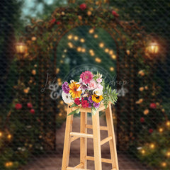 Lofaris Lighted Gold Arch Natural Forest Wedding Backdrop