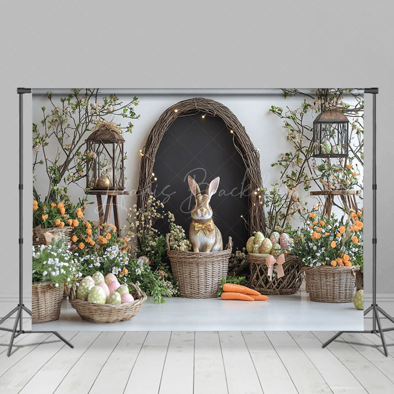 Lofaris Lighted Rabbit Hutch Greenery Floral Easter Backdrop