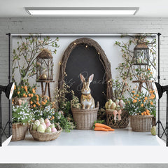 Lofaris Lighted Rabbit Hutch Greenery Floral Easter Backdrop