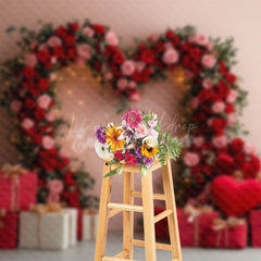 Lofaris Lighted Romantic Red Floral Arch Gifts Backdrop