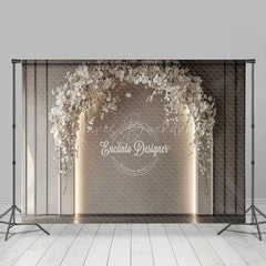 Lofaris Lighted White Floral Arch Wedding Photo Backdrop