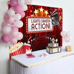 Lofaris Lights Camera Action Red Carpet Birthday Backdrop