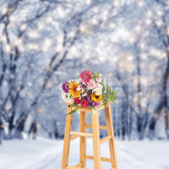 Lofaris Lights Flashing Winter Snowy Nature Forest Backdrop