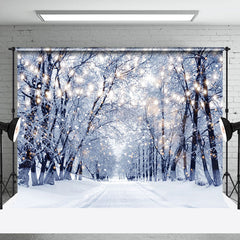 Lofaris Lights Flashing Winter Snowy Nature Forest Backdrop