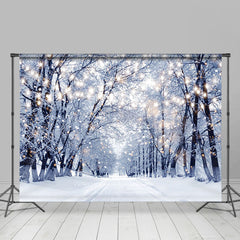 Lofaris Lights Flashing Winter Snowy Nature Forest Backdrop