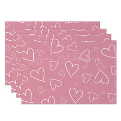 Lofaris Line Hearts Pink Valentines Day Set Of 4 Placemats