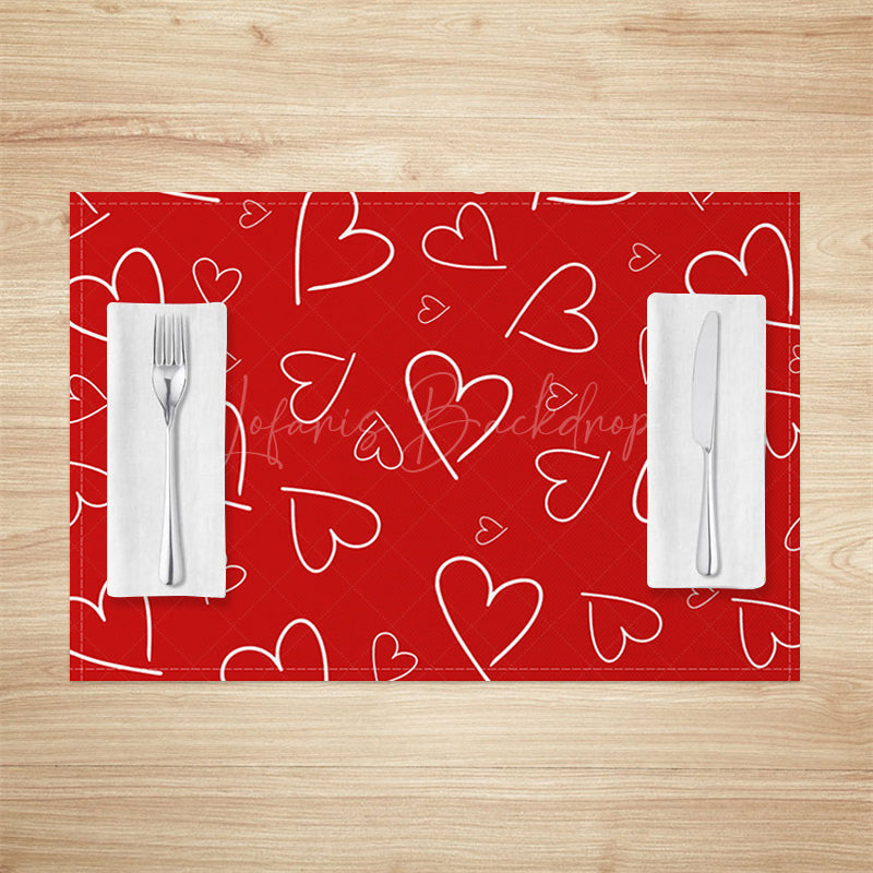 Lofaris Line Hearts Red Valentines Day Set Of 4 Placemats