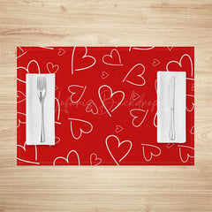 Lofaris Line Hearts Red Valentines Day Set Of 4 Placemats