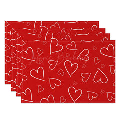 Lofaris Line Hearts Red Valentines Day Set Of 4 Placemats