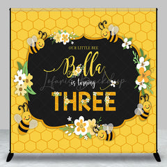 Lofaris Little Bee Honeycomb Custom 3rd Birthday Backdrop