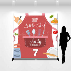 Lofaris Little Chef Apron Custom Name 7th Birthday Backdrop