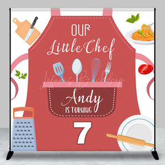 Lofaris Little Chef Apron Custom Name 7th Birthday Backdrop