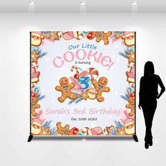 Lofaris Little Cookie Christmas Custom 3rd Birthday Backdrop