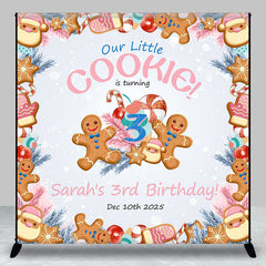 Lofaris Little Cookie Christmas Custom 3rd Birthday Backdrop