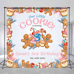 Lofaris Little Cookie Christmas Custom 3rd Birthday Backdrop