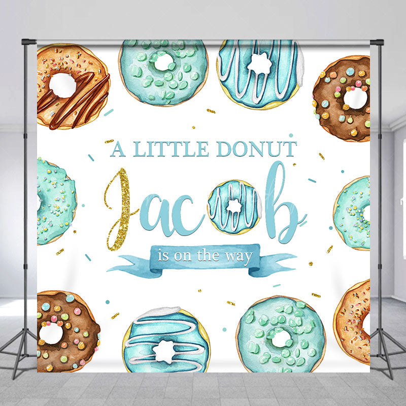 Lofaris Little Donut Candy Custom Name Baby Shower Backdrop