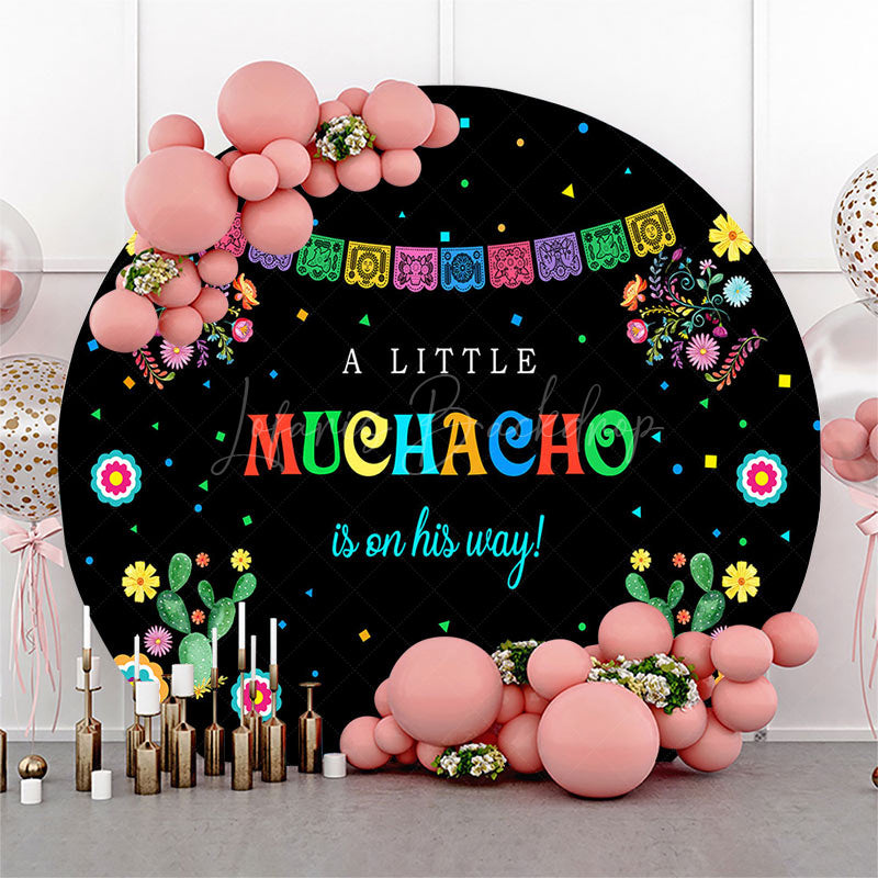 Lofaris Little Muchacho Floral Round Baby Shower Backdrop