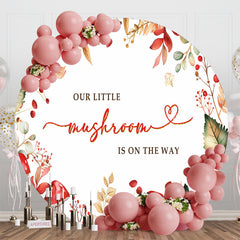 Lofaris Little Mushroom Leaves Round Baby Shower Backdrop