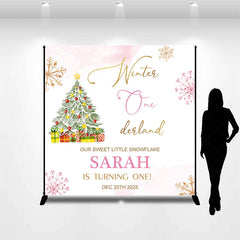 Lofaris Little Snowflake Christmas Custom Birthday Backdrop