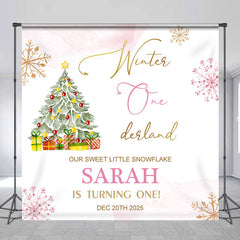 Lofaris Little Snowflake Christmas Custom Birthday Backdrop