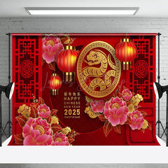 Lofaris Lotus Red Festive Happy Chinese New Year Backdrop