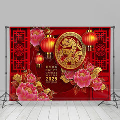 Lofaris Lotus Red Festive Happy Chinese New Year Backdrop