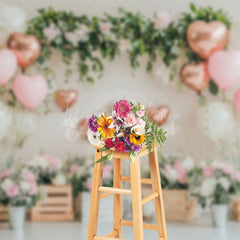 Lofaris Love Balloons Greenery Floral Valentines Day Backdrop