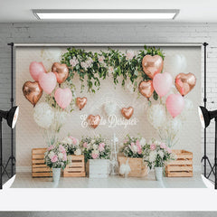 Lofaris Love Balloons Greenery Floral Valentines Day Backdrop