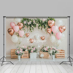 Lofaris Love Balloons Greenery Floral Valentines Day Backdrop