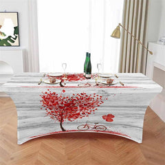 Lofaris Love Heart Trees Valentines Day Stretch Table Cover