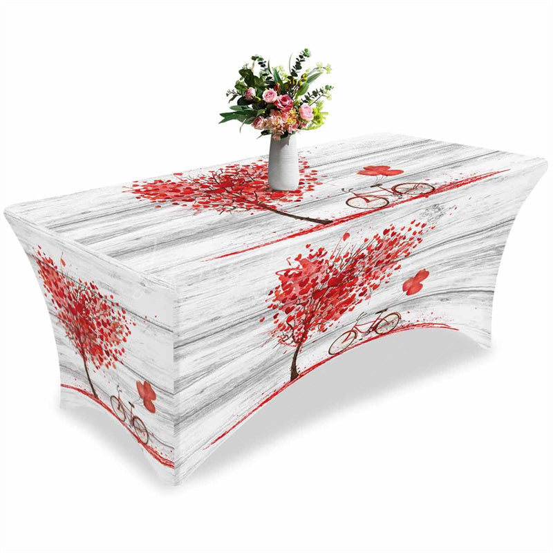 Lofaris Love Heart Trees Valentines Day Stretch Table Cover